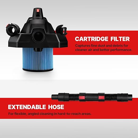 Shop-Vac 2 Gallon 20V Cordless Wet/Dry Vacuum, Portable 3-in-1 Vac with Blower Function, Integrated Battery and Charger Included, Ideal for Garage, Workshop, Car & Jobsite, 5430082