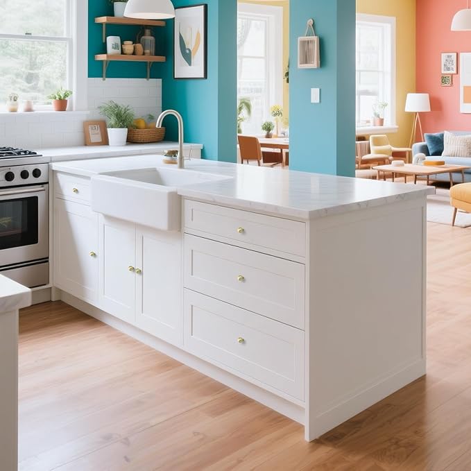 3 Pack Brushed Gold Cabinet Knobs Drawer Knobs Cabinet Pull Handle Timeless Vanity Drawer Pull Handle Classic Cabinet Hardware for Kitchen Dresser Bathroom, Screws Included, B-Gold(1x3)