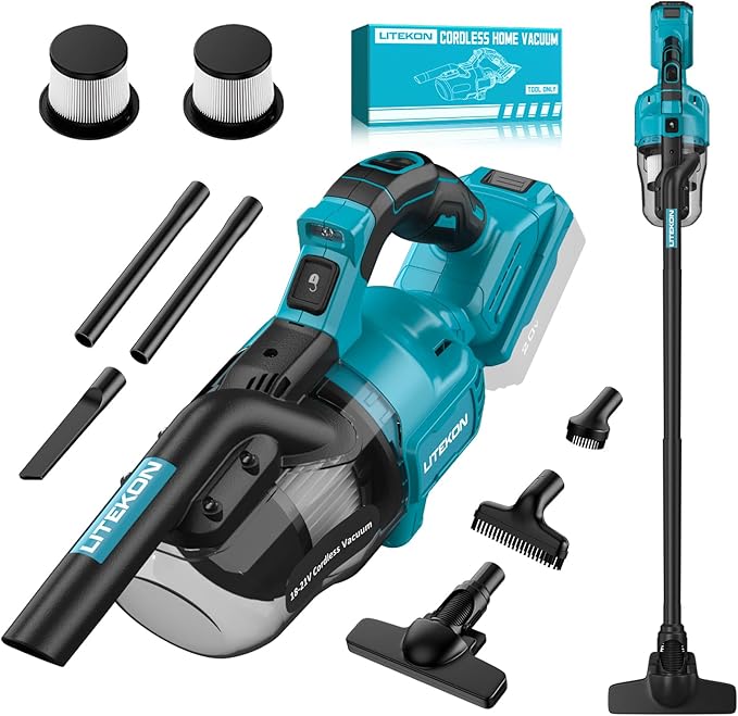 Cordless Vacuum Cleaner Compatible with 𝗠𝗔-𝗞𝗜𝗧𝗔 Battery, 20000Pa High Power Handheld Vacuum with HEPA Filter, 5 in 1 Portable Electric Vacuum With LED Light for Carpets, Floors&Cars (No Battery)