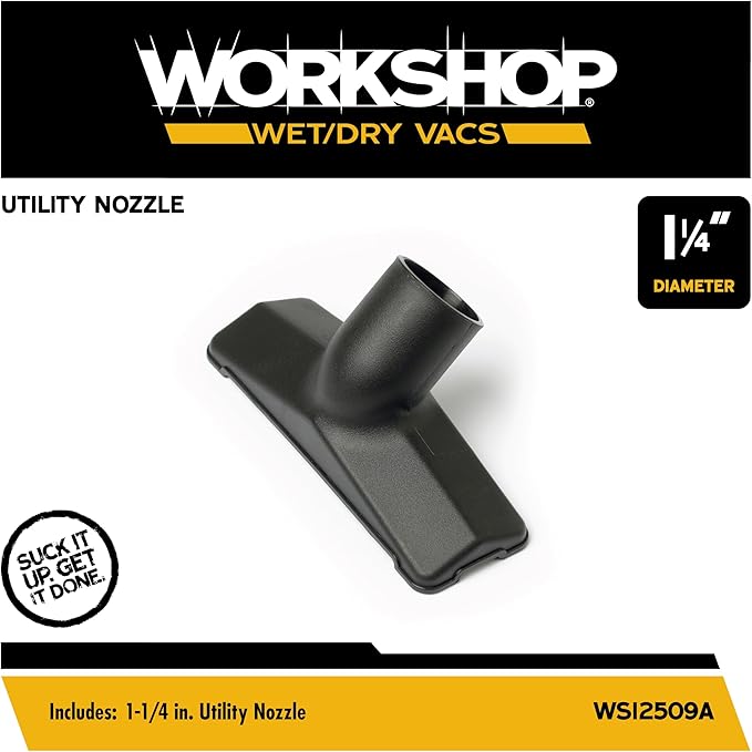 WORKSHOP Wet/Dry Vacs Shop Vacuum Accessories WS12509A Utility Nozzle Attachment for Wet Dry Vacuum Cleaners, Fits 1-1/4-inch Extension Wands and Hoses