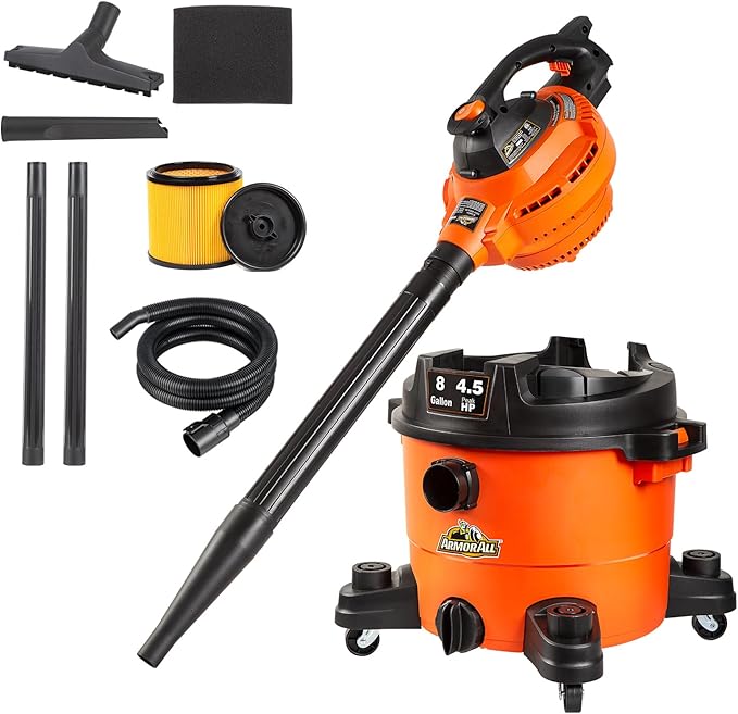 Armor All VBV809 0901 8-Gallon 4.5 Peak HP Wet/Dry Vacuum with Detachable Blower, Orange