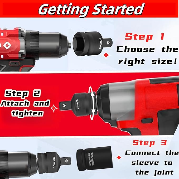 Impact Socket Adapter 1/2" F to 1" M,Cr-Mo Steel, Enhances Impact Driver Conversions, For Auto and Construction Use.