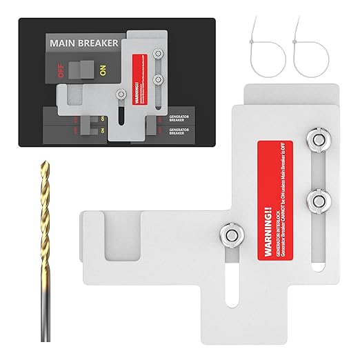 Generator Interlock Kit Compatible with Siemens or Murray 150 amp or 200 amp Main Breaker Panel, 7/8-1 1/4 Inch Spacing Between Main and Branch Breaker