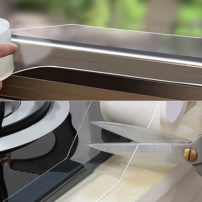 HSTECH Transparent Window Weather Sealing Tape, 2-Inch x 33ft, Clear Window Draft Isolation Sealing Film Tape for Door Draft Stopper Adhesive Tape, Doors Windows and Shower Glass Gaps (2IN x 33FT)