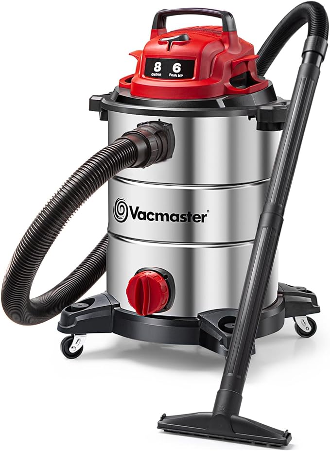 Vacmaster VOC812SF 1101 8-Gallon Premium Stainless Steel Wet/Dry Vacuum, Red Edition, 8 Gal