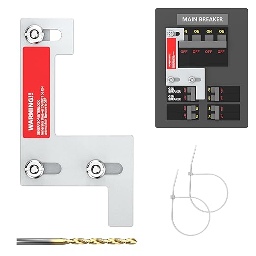 Generator Interlock Kit Fit for ITE, Murray, Gould, Thomas, Siemens and Betts, 150 or 200 Amp Panels 1 1/4 Inch Spacing Between Main and Generator Breaker