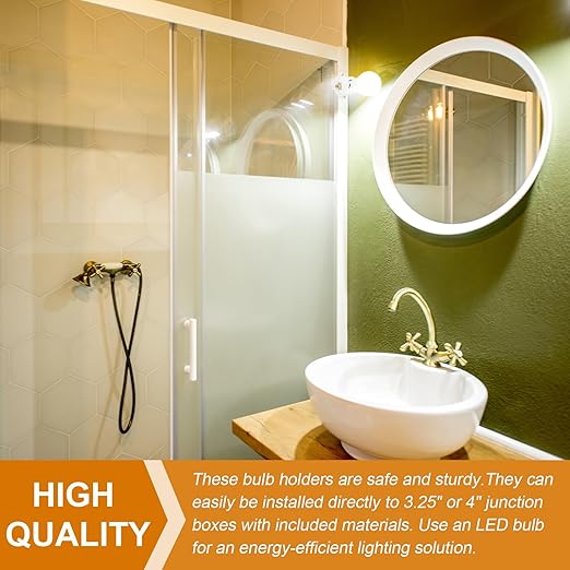 4 Pcs Porcelain Lamp Holder Socket E26/E27 Medium Keyless Threaded Socket with Two Hole Flanged Mounting 660W 250V Medium Base Lampholder Cleat Sockets for Indoor Garage Closet Lighting