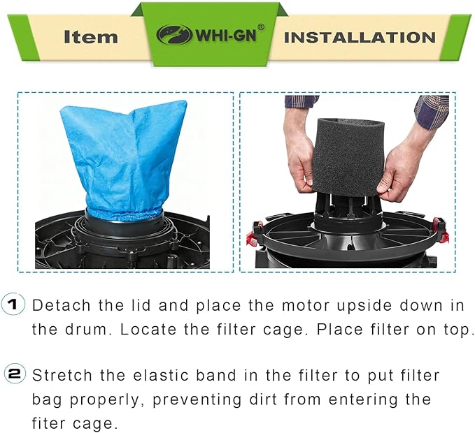 8 Pack VRC5 Cloth Bags for Vacmaster 4 to 16 Gallon Wet/Dry Vacuums + 2 Pack VFF51 Foam Filters, VRC51 Shop Vac Replacement Dust Filter Bags Kit