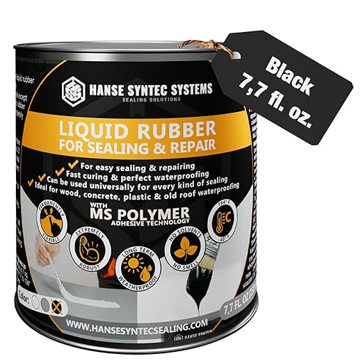 HSS Liquid Rubber Black 7.7oz – MS Polymer Sealant for Roof, Cracks, Walls & Any Repairs, Solvent-Free, Flexible Liquid Membrane