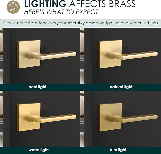 Mega Handles Prime Passage Lever Door Handle for Closet or French Doors, Single Side Door Levers, Fits All Standard Door Sizes, Covered Screws Included - Satin Brass/Matte Black (1 Pack) 5"