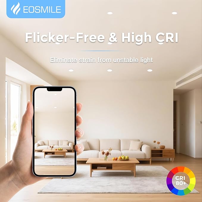 4 inch 6 Pack Recessed Lighting, 5CCT LED Recessed Light with Junction Box, Dimmable Canless Wafer Downlight,2700K-5000K Selectable, 9W, 120V, 750LM, ETL FCC