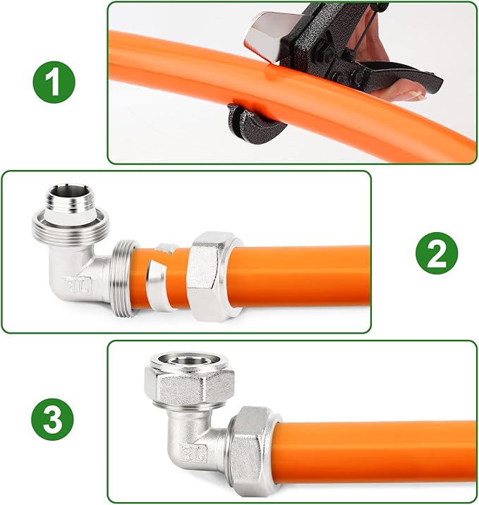 TAISHER 2PCS Brass-Nickel Plated Equal Elbow Fitting,3/4" Tubing,Tube Fitting For Air Piping System