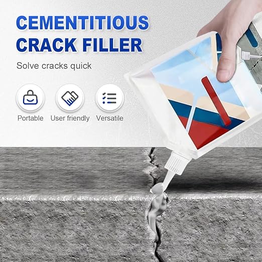 2026 New Concrete Crack Filler, Heavy-Duty Concrete Crack Repair Adhesive with Fill Tipβ Quick-Drying Waterproof Sealer for Outdoor Concretes, Home Repairs, and Renovations (Black, 200G)