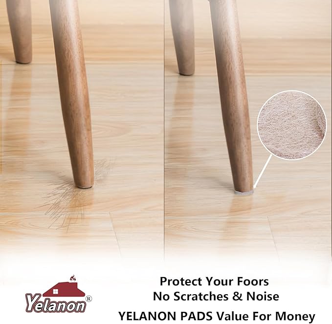 Yelanon Felt Furniture Pads for Hardwood Floors -24 Pcs 2.5" Premium Felt Pads for Chair Legs, Floor Protectors for Furniture, Beige