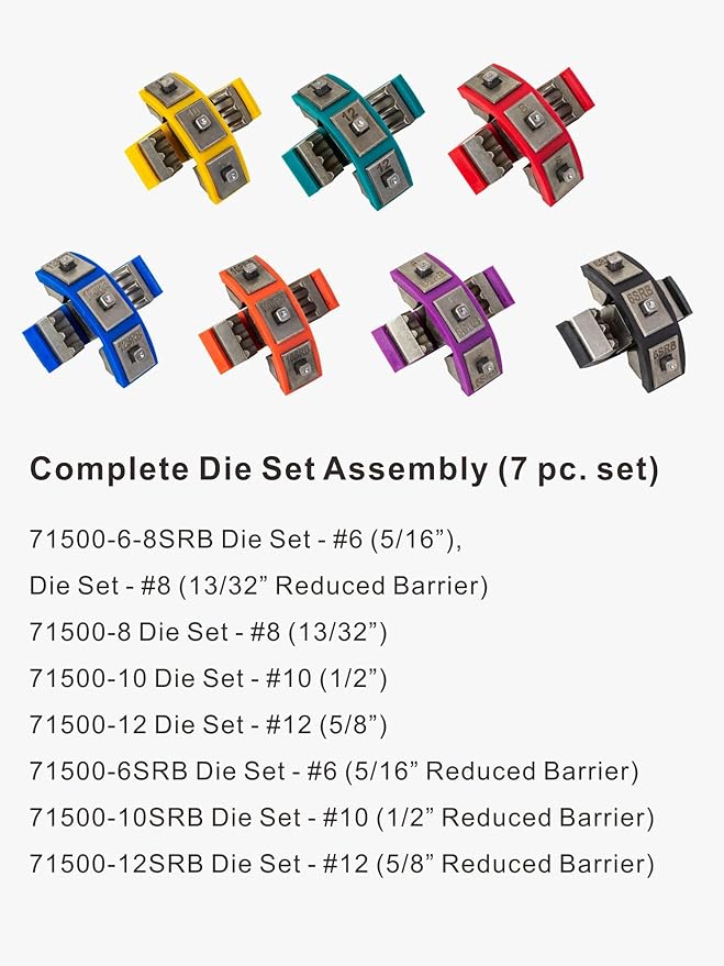 AMZCNC 71500 Hydraulic A/C Hose Crimper Kit - Handheld Crimping Tool Set with Snap-On Dies for Air Conditioning Hose Repair