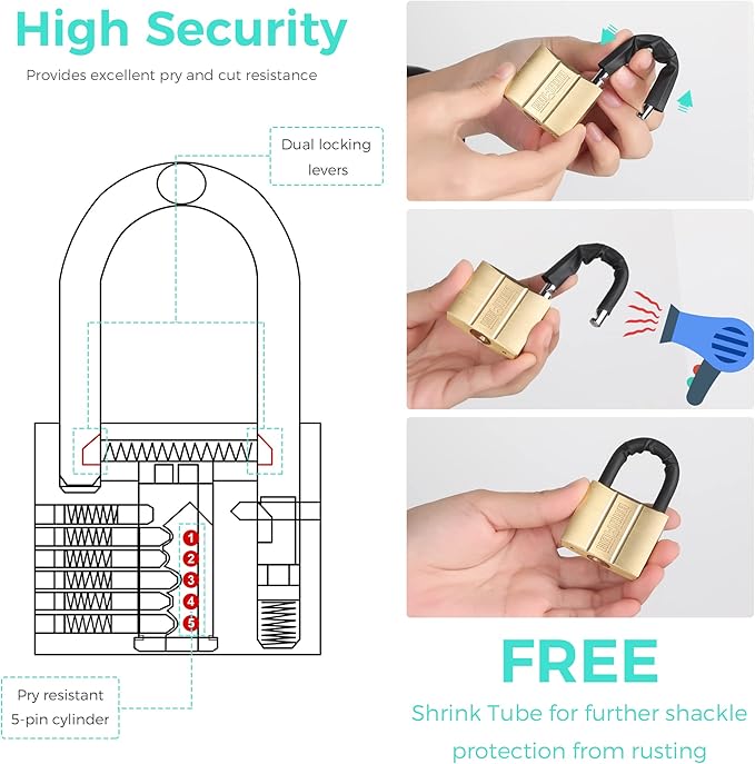 81/40-4P Brass Keyed Padlock (Keyed Alike, Waterproof, Solid Brass Lock) for Sheds, Storage Unit, School, Gym Locker, Fence, Toolbox, Hasp, Storage - 1-9/16 in. (40 mm) *4