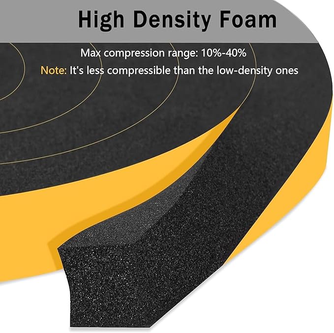 Weather Stripping Door Seal Strip, Strong Adhesive Doors and Windows Insulation Soundproof Weatherproof Foam Tape for Sliding Door, Front Door Frame, Window, Lightproof(1/2 In x 1/4 In x 13Ft)