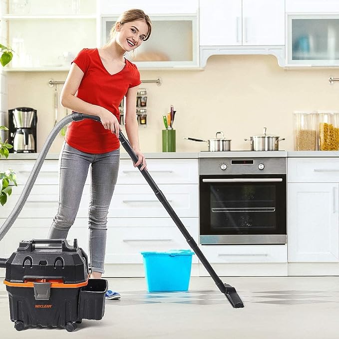 WECLEAN 4 Gallon 5.5 Peak HP Commercial Wet Dry Vacuum Cleaner Shop Vac for Outdoor Patio Wet & Dry Construction Shop Vac with Blower Gift for Father