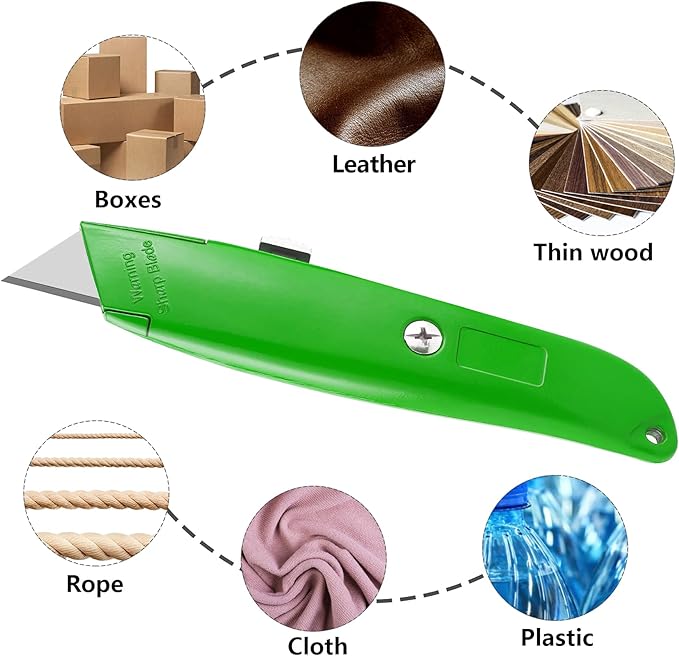 DIYSELF Utility Knife, 20 Pack Heavy Duty Box Cutter Retractable, Box Cutter Knife, Box Opener, Cardboard Cutter, Utility Knives for Garage, Home and Office, Box Cutters for Daily Use (Green)