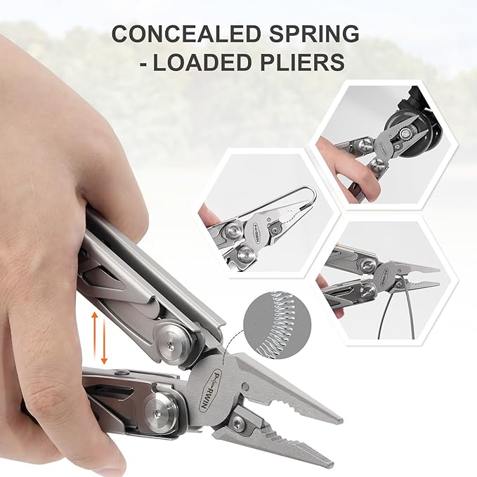Multitool, 17-in-1 Stainless Steel Multi Tool Pliers with Self-Locking, Pocket Knife, Nylon Sheath, Professional (EDC) Multi-Tool for Survival, Camping and Hunting, Hiking, Gifts for Men
