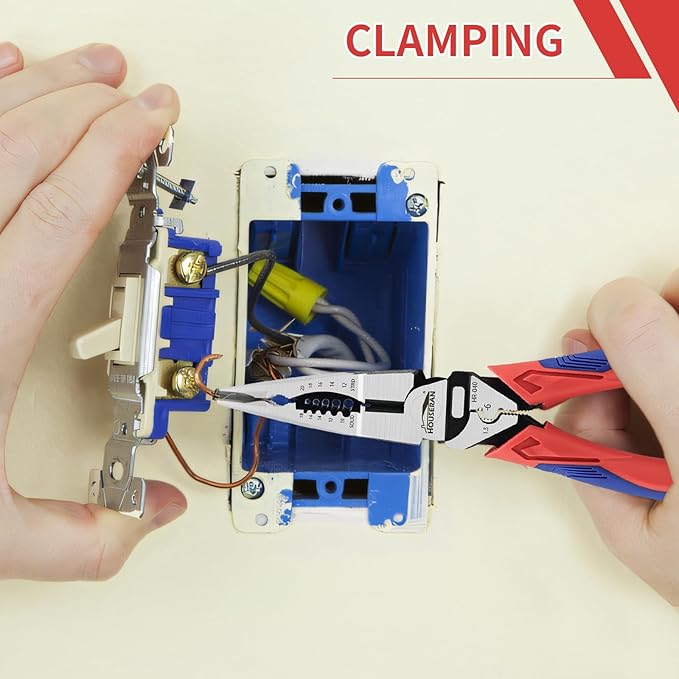 Needle Nose Pliers, Long Needle Nose Pliers with Wire Stripper and Crimper, 8.4 Inch Long Lose Pliers, 5-in-1 Needle Nose for Bending, Crimping, and Stripping