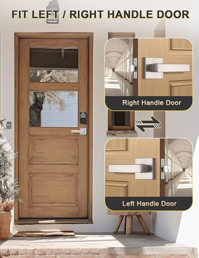 2 Pack Brushed Nickel Passage Door Levers Interior Door Handles, Heavy Duty Closet Hallway Door Handle Sets