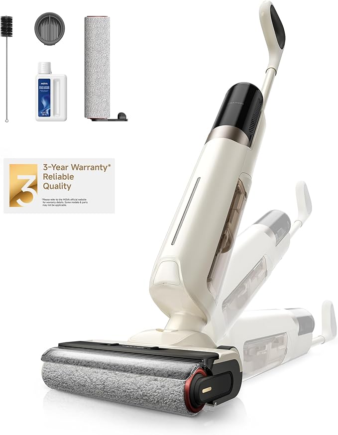 Mova K30 Wet Dry Vacuum Cleaner, 180° Lie-Flat Reach Smart Vacuum Mop, 140°F Hot Air Drying, 0in Dual-Edge Cleaning, Powerful 18000Pa Suction Floor Cleaner for Hard Floors Pet Hair