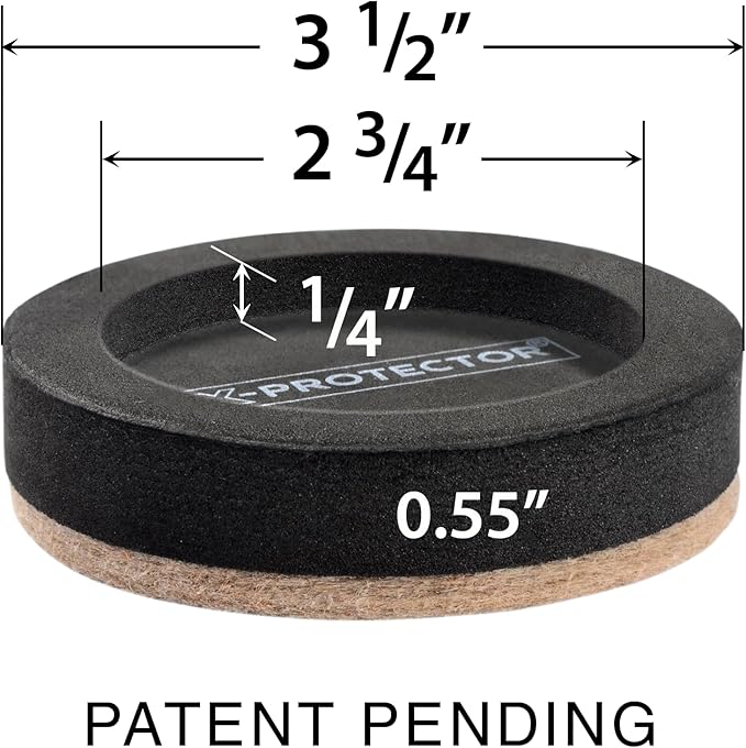 Felt Furniture Sliders for Hardwood Floors X-PROTECTOR 16 PCS 3 ½” - Furniture Slider with Unique Design - Heavy-Duty Furniture Movers for Hard Surfaces - Felt Sliders - Move Your Furniture Easily!