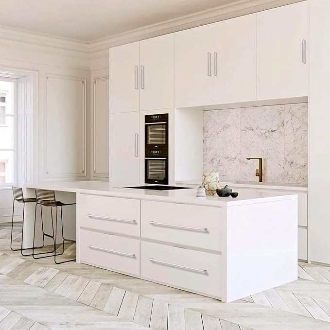 10 Pack 11.3 Inch(288mm) Hole Center Modern Satin Nickel Cabinet Pull Handle Timeless Vanity Drawer Pull Handle Classic Cabinet Hardware for Kitchen Bathroom, Screws Included, Nickel-B(11.3x10)