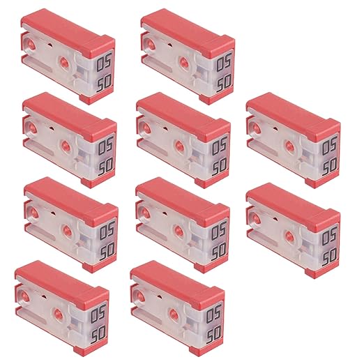 50A 32V Mini Slotted Automotive MCASE Shaped Cartridge Fuse Kit(Pack of 10pcs,50A)