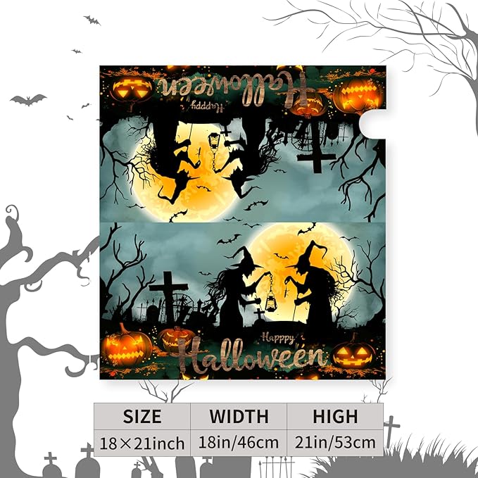 Halloween Witch Moon Mailbox Covers Magnetic 21 x 18 Inch Halloween Pumpkin Lanterns Seasonal Pattern Home Houses Mailbox Wraps Letter Box Cover Decorations Standard Size for Outdoor
