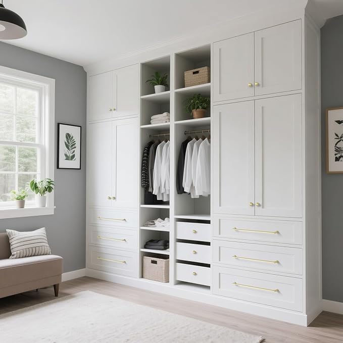 10 Pack 12.6 Inch(320mm) Hole Center Modern Brushed Gold Cabinet Pull Handle Timeless Vanity Drawer Pull Handle Classic Cabinet Hardware for Kitchen Dresser Bathroom, Screws Included, B-Gold(12.6x10)