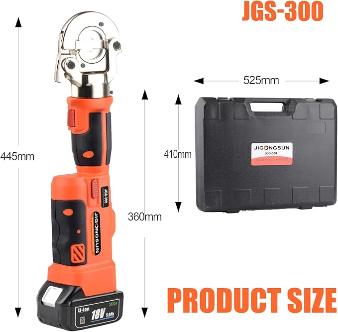 Electric Hydraulic Crimping Tool, 12 Ton 8AWG-600MCM Rechargeable Hydraulic Crimper for Cu/Al Terminal, Wire Cable Lug Crimping Tool Kit (12 dies)