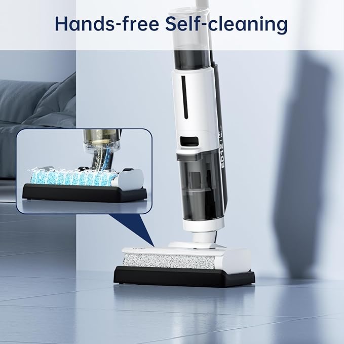 JONR ED12 Lite Wet Dry Vacuum Cleaner, Cordless Vacuum Mop with Self-Cleaning, 0.1” Edge Cleaning, Lightweight (7.7lbs), for Hard Floors & Pet Hair, Anti-Tangle Design