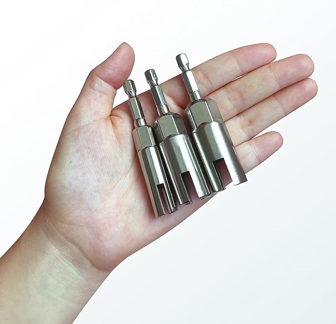 3 Pack 1/4" Hex Shank,Power Wing Nut Driver Set,Slot Wing nuts Drill Bit Socket Wrenches Tools Set, Drills Bits for Panel Nuts screws eye C hook bolt (3 Pack 3 Size (9mm,12mm,15mm))