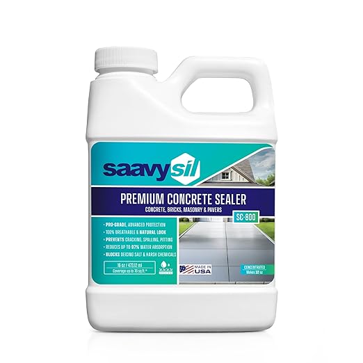 Silane Siloxane Penetrating Concrete Sealer – 16 oz Makes 32 oz – Water-Based Waterproof Protection for Indoor/Outdoor Concrete, Masonry, Brick, Pavers & Stone – Clear Finish
