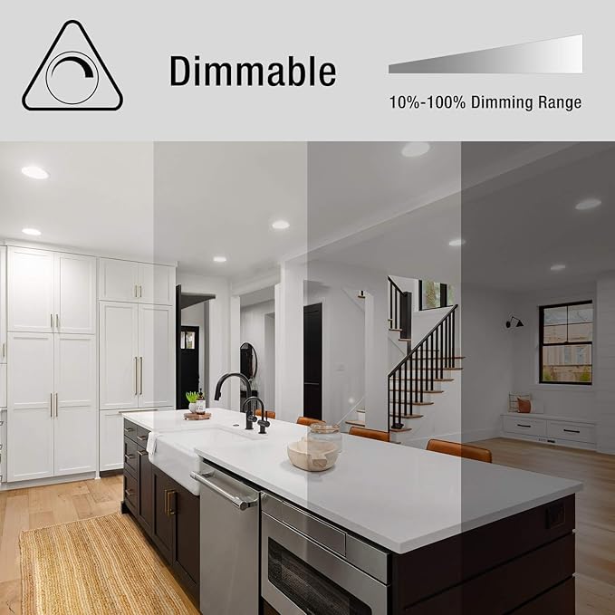 Lepro 12 Pack 6 Inch Canless LED Recessed Light,Dimmable Retrofit Ultra-Thin Ceiling Light with Junction Box,5000 Kelvin Daylight Wafer Lights 12 watt 1050 Lumen, ETL,FCC & Energy Star Certified