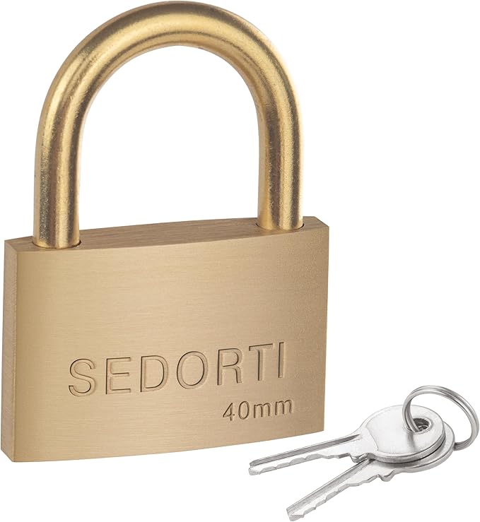 Weather Proof Lock, Keyed Alike Solid Brass Padlocks with Brass Shackle, Light Duty, 1-1/2" Wide Body, Marine Padlock, Anti Rust Lock, 4 Pack