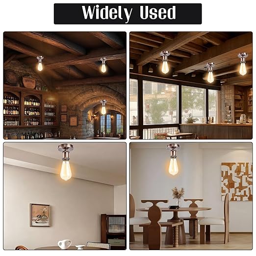 E26/E27 Screw Head Light Socket 100-240V Vintage Ceiling Light Wall Lamp Bulb Holder Socket for Hallway,Kitchen,Basement,Garage,Bar,Restaurant (Rose)