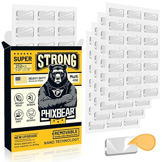 Large Mounting Putty No Residue, Double Sided Tape Glue Adhesive Dots Clear Museum Sticky Tack, Picture Hanging Strips Fixed Posters Decor Art Craft Party, 0.39 x 0.78 in (252 Pcs)