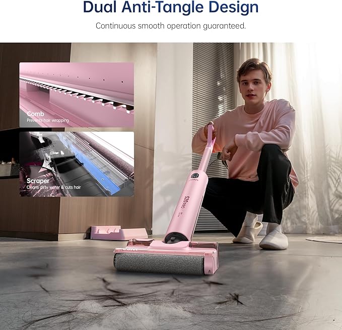 JONR S20 Pro 180° Lay Flat Wet Dry Vacuum Cleaner - Smart Adjusting Suction Cleans Under Low Furniture (3.5"), Self-Cleaning Brush, 2-in-1 Vacuum and Mop for Pet Hair, Kitchen Spills & All Floor Types