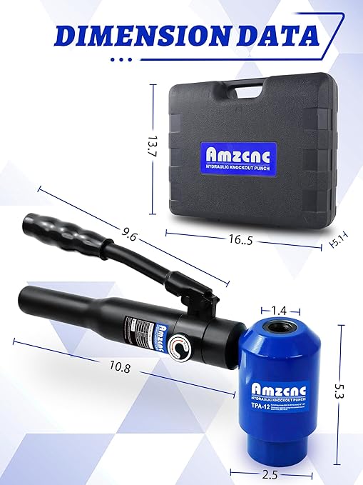 AMZCNC Hydraulic Knockout Hole Punch Driver Kit 1/2 to 4 inch Electrical Conduit Hole Cutter Set KO Tool Kit Metal Sheet Puncher (12TON(1/2"~4"))