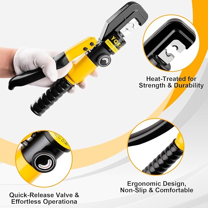 Hydraulic Crimping Tool With 9 Pairs Of Dies, 12 To 2/0 Awg, Hydraulic Wire Battery Cable Lug Terminal Crimper Crimping Tool, Crimping Easier
