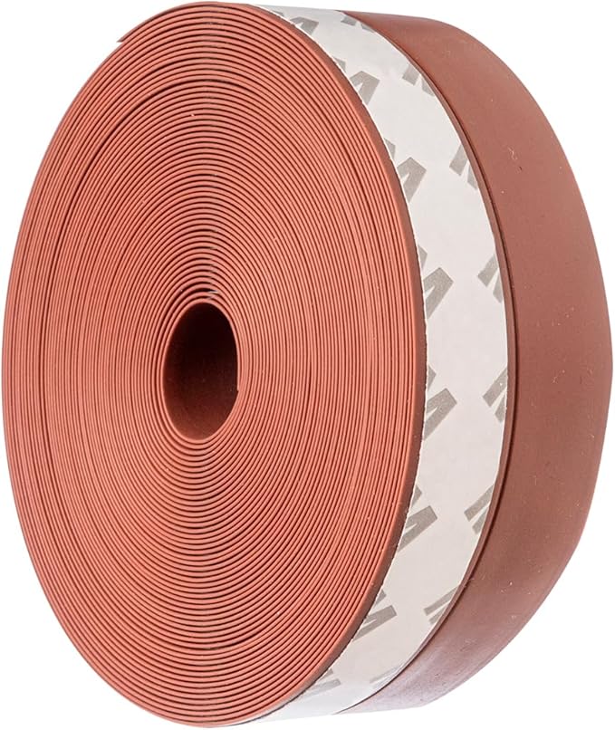 Weather Stripping Door Seal Strip for Gaps, Silicone Draft Stopper Adhesive Tape for Sliding Doors, Windows, Shower Glass, Soundproof Seal for Home Insulation, 32.8ft Roll Brown