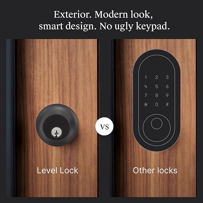 Level Lock (Matter) Smart Lock - World's Smallest, Most Beautifully Designed Matter-Over-Thread Deadbolt - Level App for iOS & Android | Works with Apple Home (Matte Black)