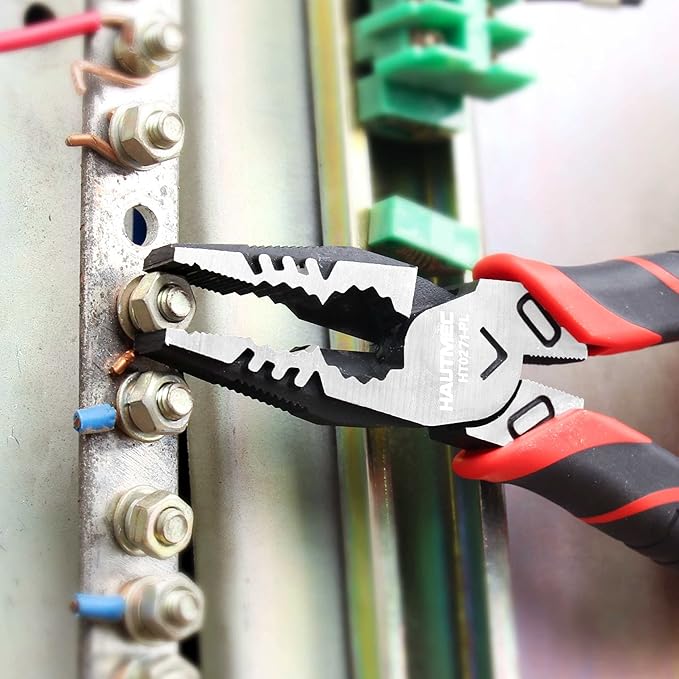 HAUTMEC 9" Linesman Pliers High Leverage Combination Pliers Multifunctional Heavy Duty Lineman Tools HT0271-PL