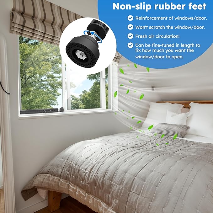 Adjustable(Short)Window Security Bars for Inside Windows, Window Safety Bars for Sliding/Vertical Windows, Window Guards for Home Security, Anti Theft Jammer Bars for(Small)Window -Black 2 Pcs