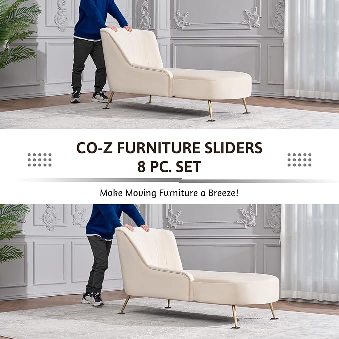 CO-Z Felt Furniture Sliders - 8 Pack with 4 Plastic & 4 Felt Sliders, 3 1/2" Reusable Furniture Sliders for Carpet Hardwood Floors, Heavy-Duty Furniture Gliders Movers, Moving Pads for Heavy Furniture