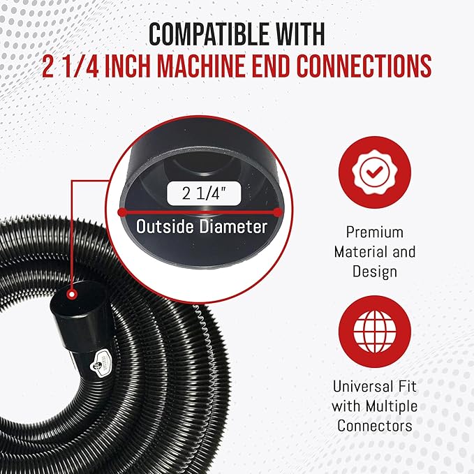 MP Maresh Products Vacuum Hose Replacement Compatible with Shop Vac Style Wet Dry Vacuum Cleaner - Crushproof Dust Collection Hose for Industrial and Commercial Use with Suction Control - 20' x 1-1/4"