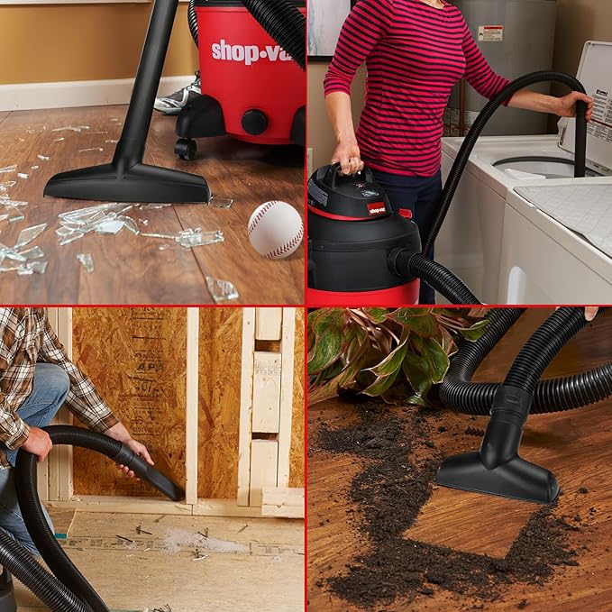 Shop-Vac 5983089 12 Gallon 5.5 Peak HP Wet/Dry Vacuum, 2.5 Inch Diameter x 8 Foot Hose, 12 Foot Cord, Ideal for Jobsite, Garage & Workshop